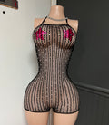 Ruby Rhinestone Mesh Bodysuit